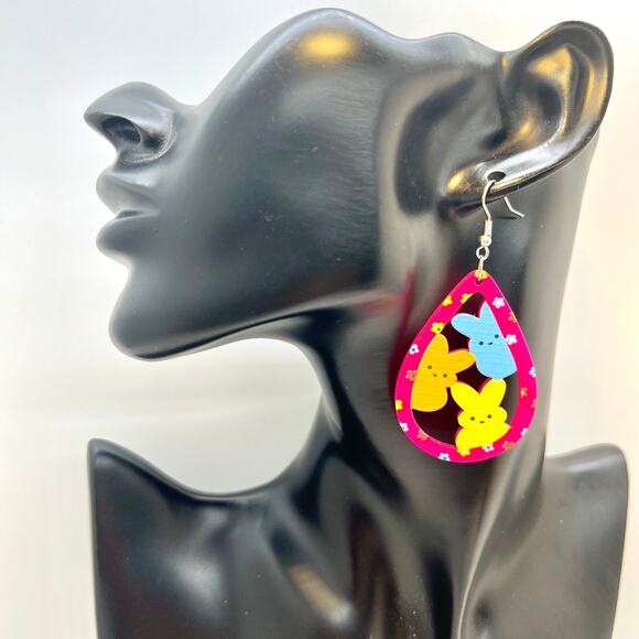 Peeps Earrings - Easter Earrings - Bunny Earrings - Rabbit Earrings - Spring Ear - Picture 7 of 8